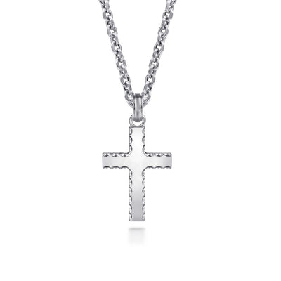Beveled  Cross Pendant in Silver by Gabriel & Co.