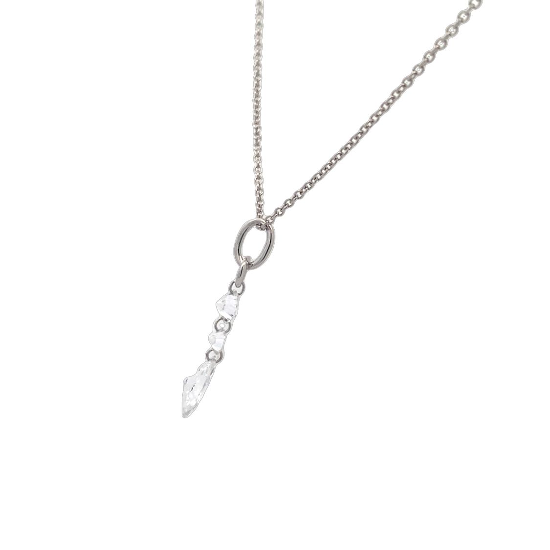 LAB -Created 3 Stone Suspension Pendant in White Gold