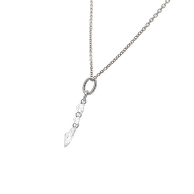 LAB -Created 3 Stone Suspension Pendant in White Gold