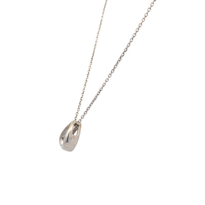 Diamond Teardrop Pendant in White Gold with 18" Chain