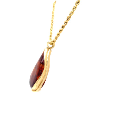 Estate Denmark Amber Pendant in Yellow Gold