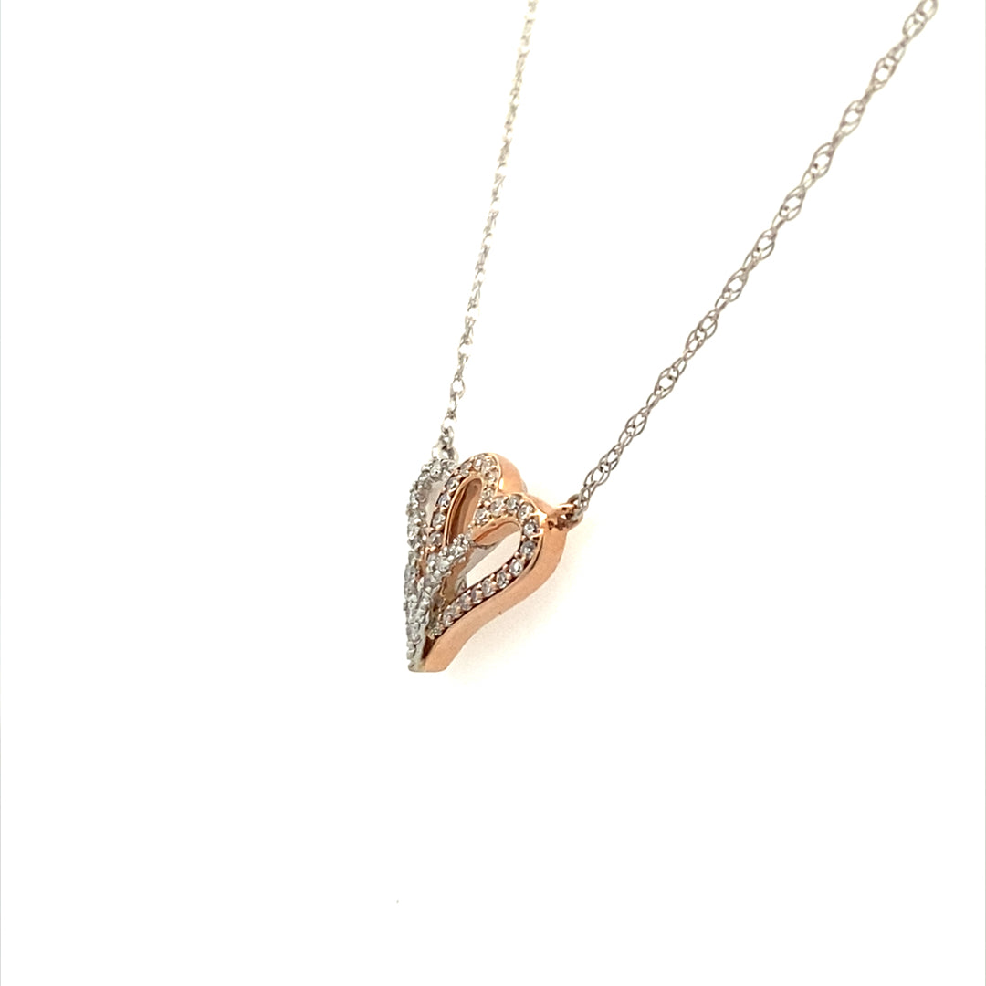 Rose & White Gold Diamond Heart Necklace PD35331-1WPSC