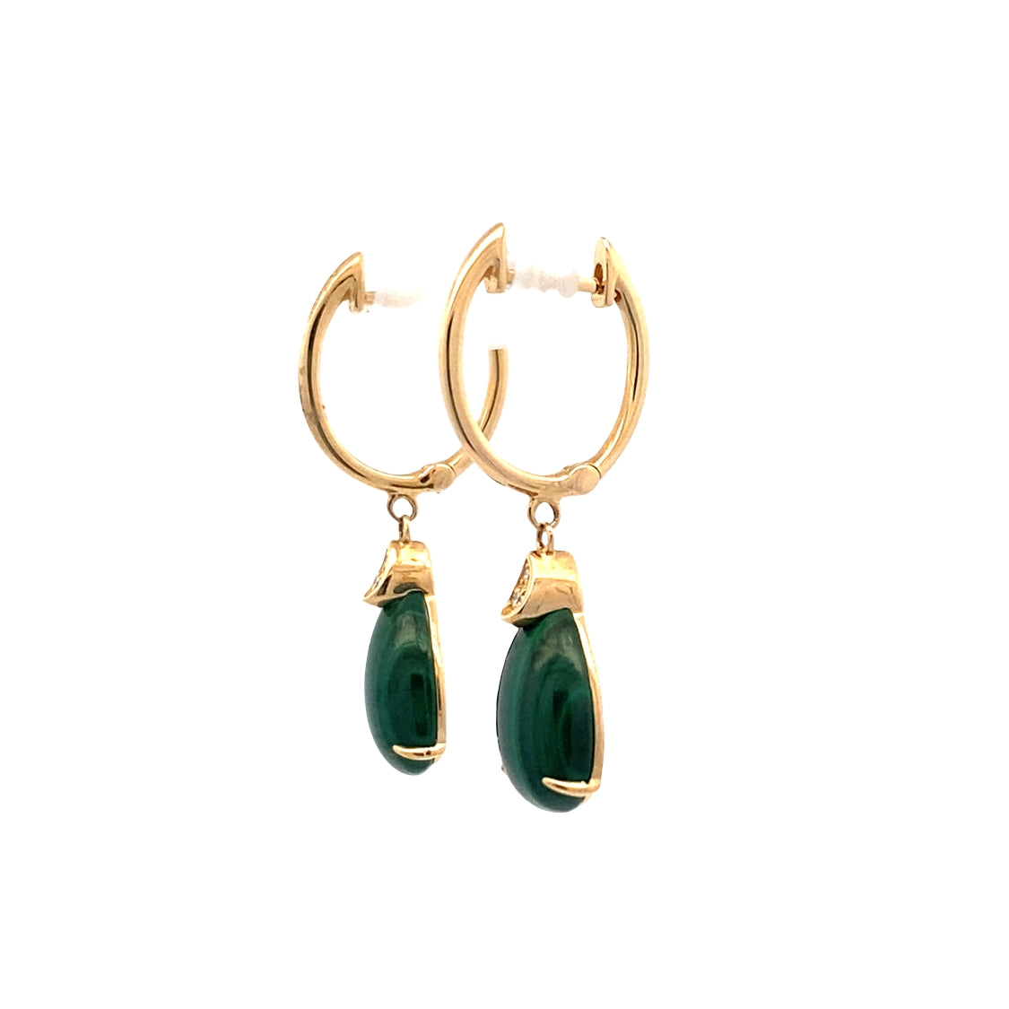 Malachite Drop Earrings in Yellow Gold