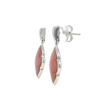 Pink Mother of Pearl Drop Earrings in Silver by Kabana