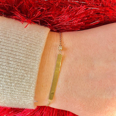 Engraveable Bar Bracelet in Yellow Gold by B&C