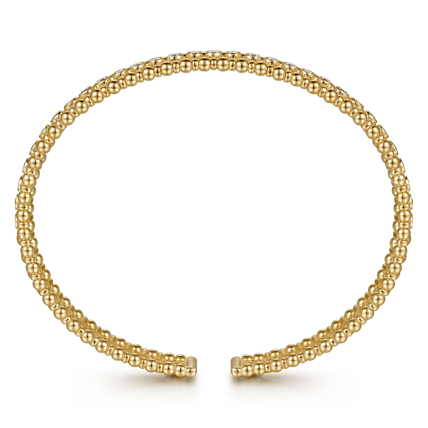 Wide Bujukan Diamond Beaded Bangle in Yellow Gold  by Gabriel & Co.