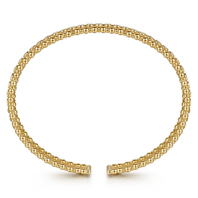 Wide Bujukan Diamond Beaded Bangle in Yellow Gold  by Gabriel & Co.