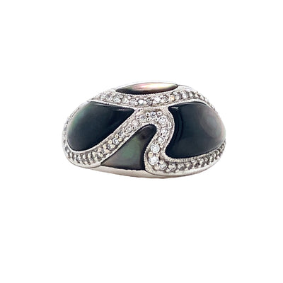 ESTATE Kabana MOP and Diamond Inlay Ring in White Gold