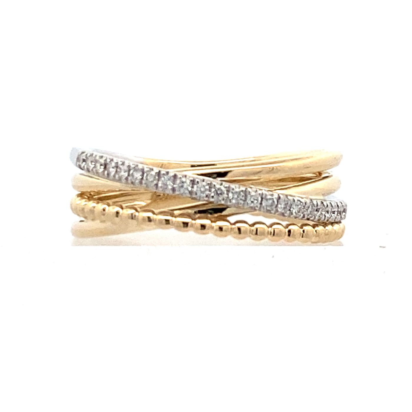 Diamond Crossover Ring in Two-Tone Gold by Gabriel & Co.