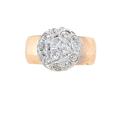 Estate Old Euro Diamond Ring in Two-Tone Gold
