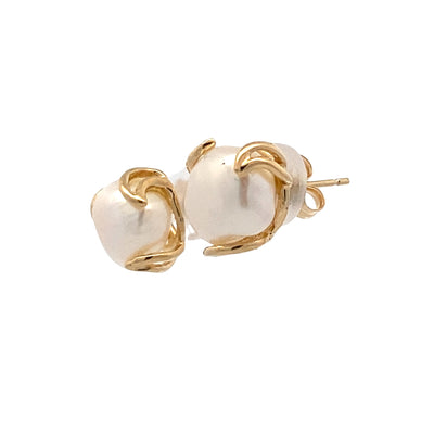 ESTATE Pearl Studs in Yellow Gold