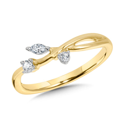 10KY .10CTW DIA LEAF FASHION RING