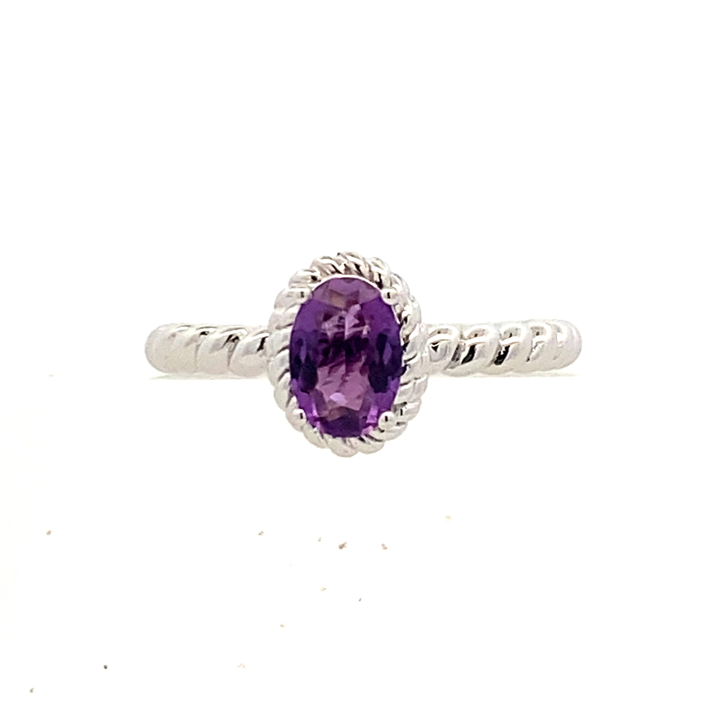 Amethyst Halo Rope Ring in Silver