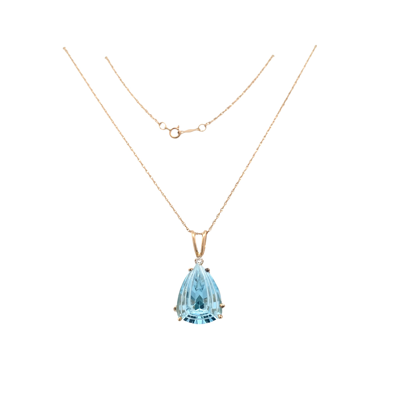 ESTATE Blue Topaz Pendant in Yellow Gold