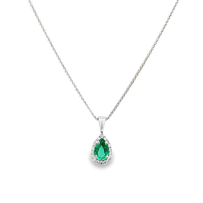 14 Karat Emerald and Diamond Halo Gemstone Pendants 200-03306