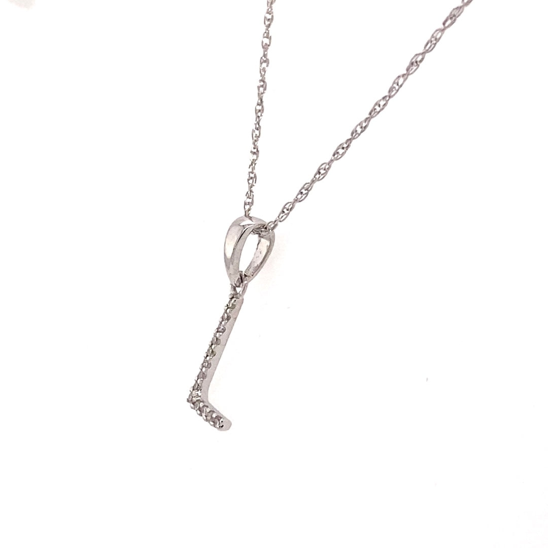 "L" Initial Diamond Pendant in White Gold