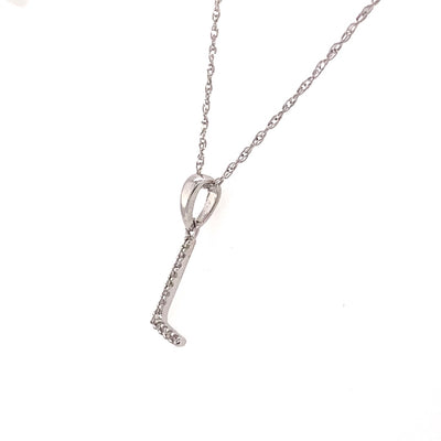 "L" Initial Diamond Pendant in White Gold