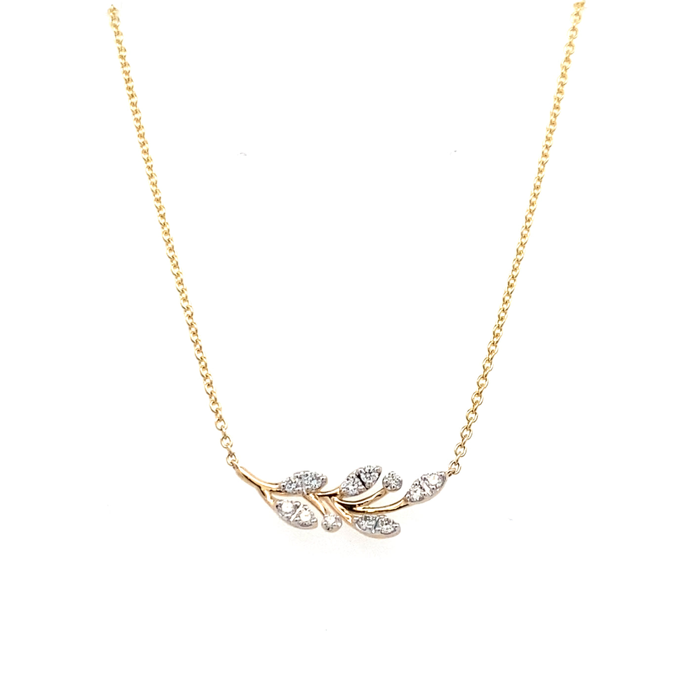 14K Yellow Gold .32CTW Diamond Branch Necklace, 18" by Allison Kaufman