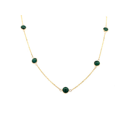 Malachite Station Necklace in Yellow Gold