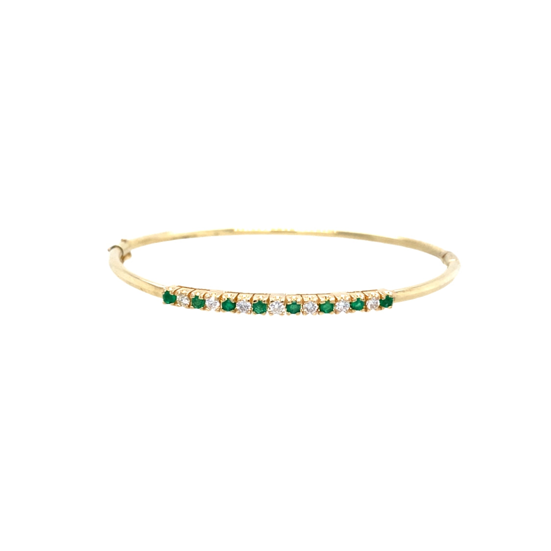 ESTATE Emerald and Diamond Bangle in Yellow Gold