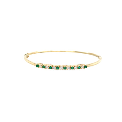 ESTATE Emerald and Diamond Bangle in Yellow Gold