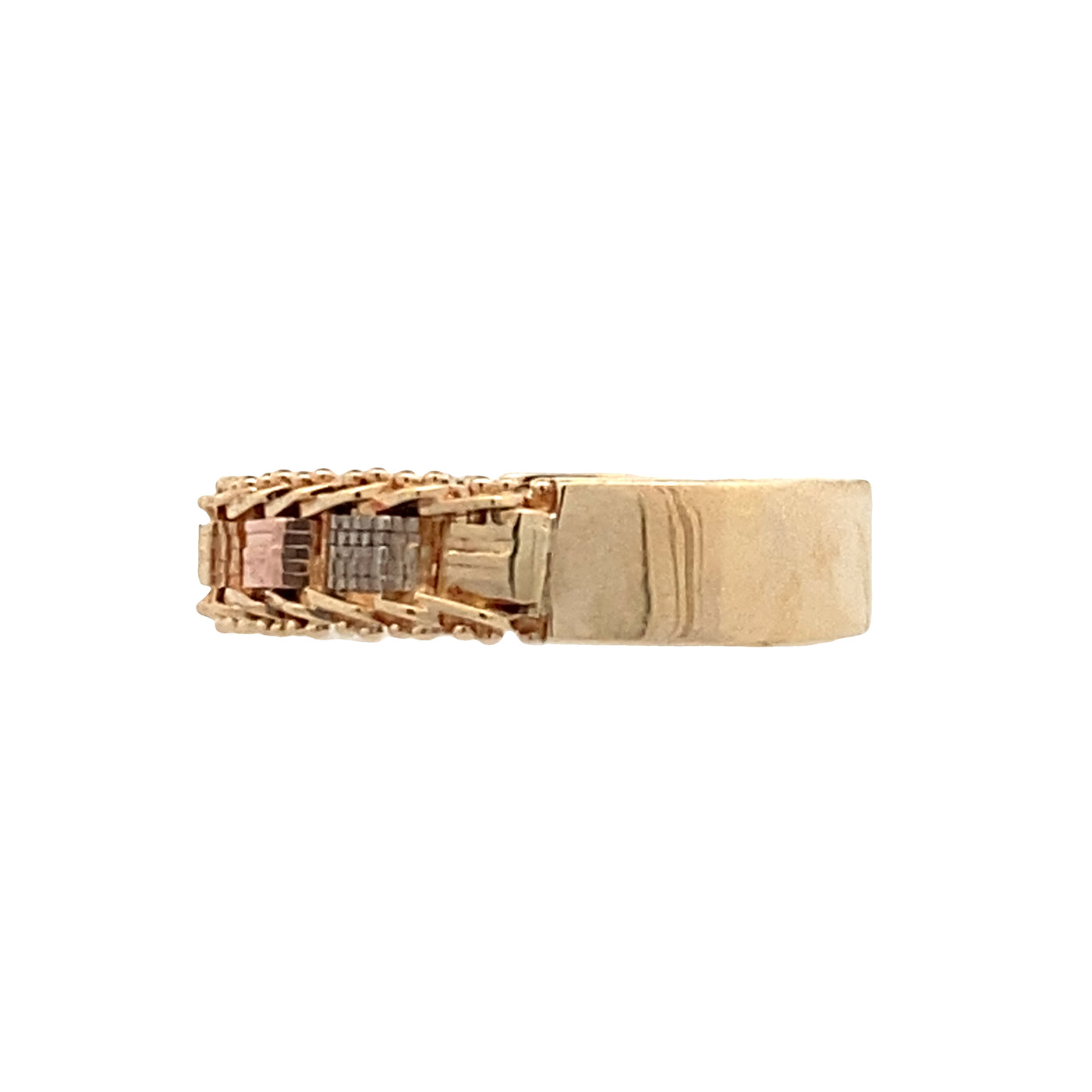 ESTATE Textured RIng in Three-Tone Gold