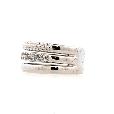 White Sapphire Bujukan Band in Silver by Gabriel & Co.