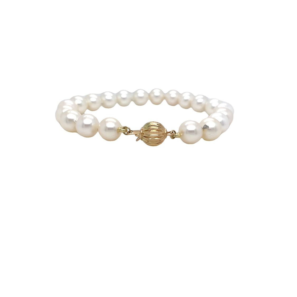 Pearl Bracelet Single-Strand in Yellow Gold by B&C