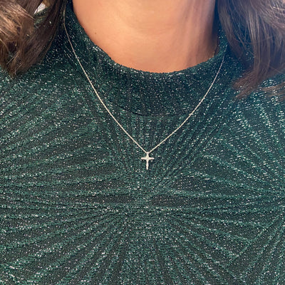Diamond Cross Pendant in White Gold