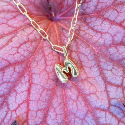 Chubby Letter "M" Charm in Sterling Silver with Gold Plating by Ania Haie