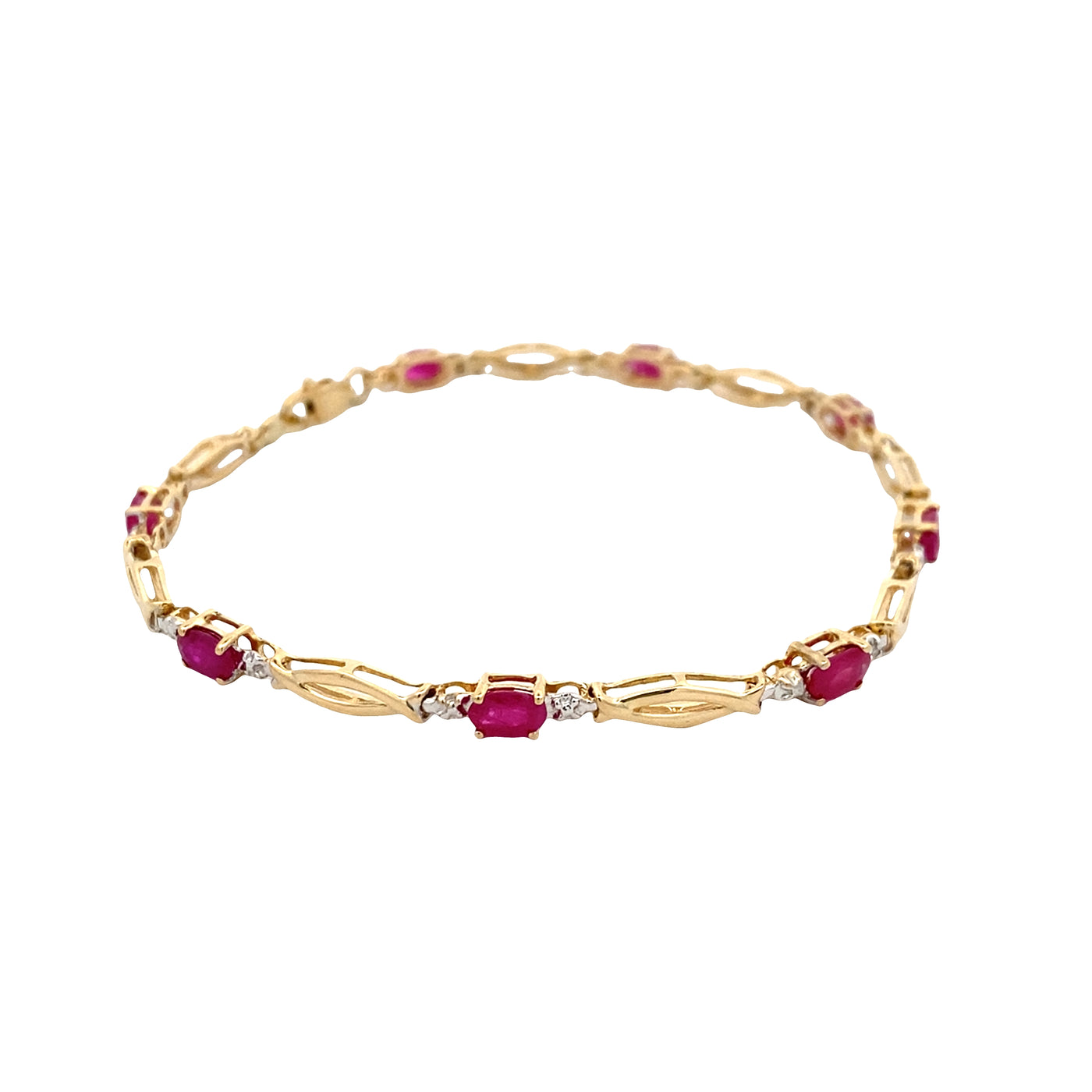 ESTATE Ruby and Diamond Bracelet in Yellow Gold