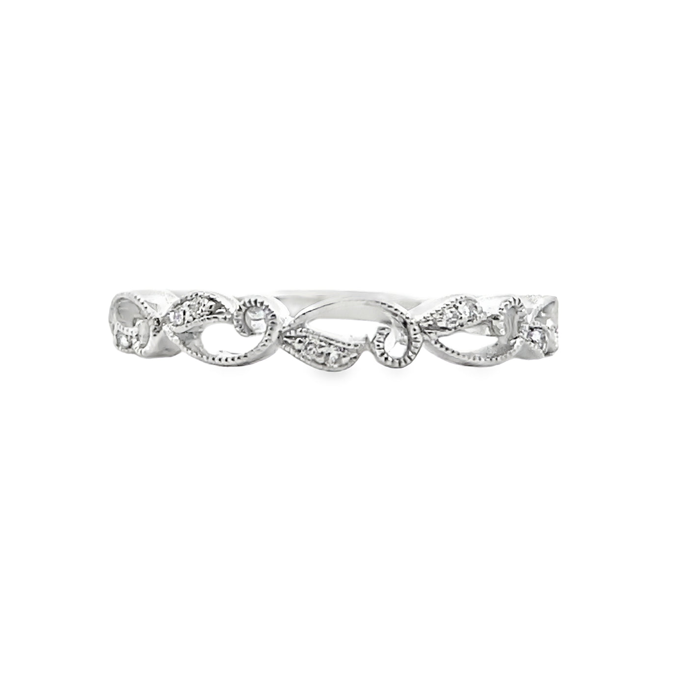 14K White Gold .03CTW Diamond Band, Size 7 by Allison Kaufman