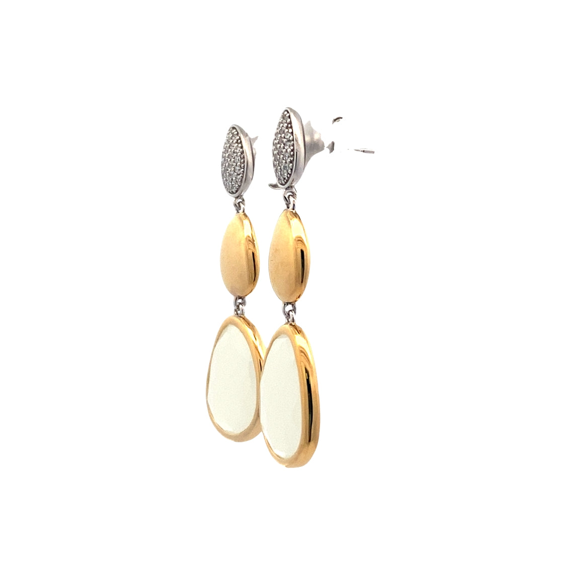 CZ Drop Earrings in Silver with Gold Plating by Ti Sento Milano