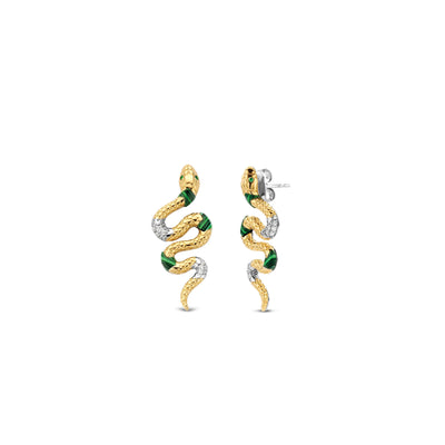 Snake Earrings in Three-Tone Gold by Ti Sento Milano