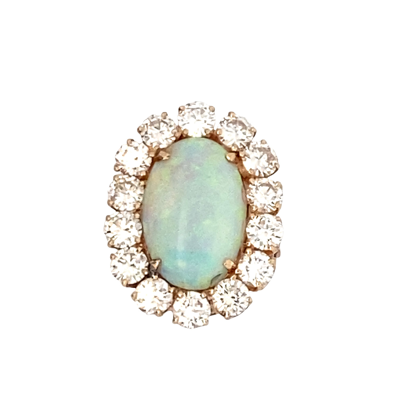 ESTATE Opal and Diamond Brooch/Pendant in Yellow Gold