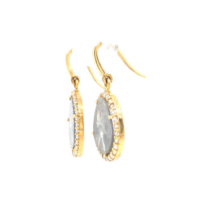 Diamond Slice Drop Earrings in Yellow Gold