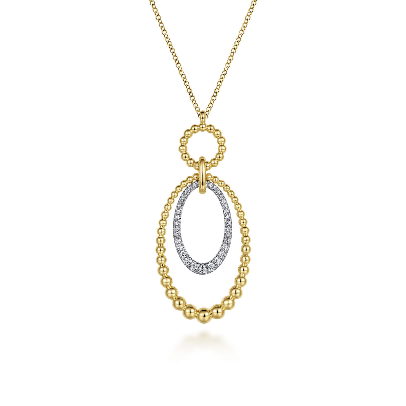 Diamond Oval Drop Pendant in Two-Tone Gold by Gabriel & Co.