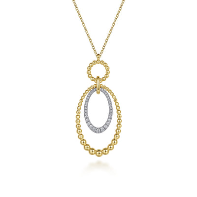 Diamond Oval Drop Pendant in Two-Tone Gold by Gabriel & Co.