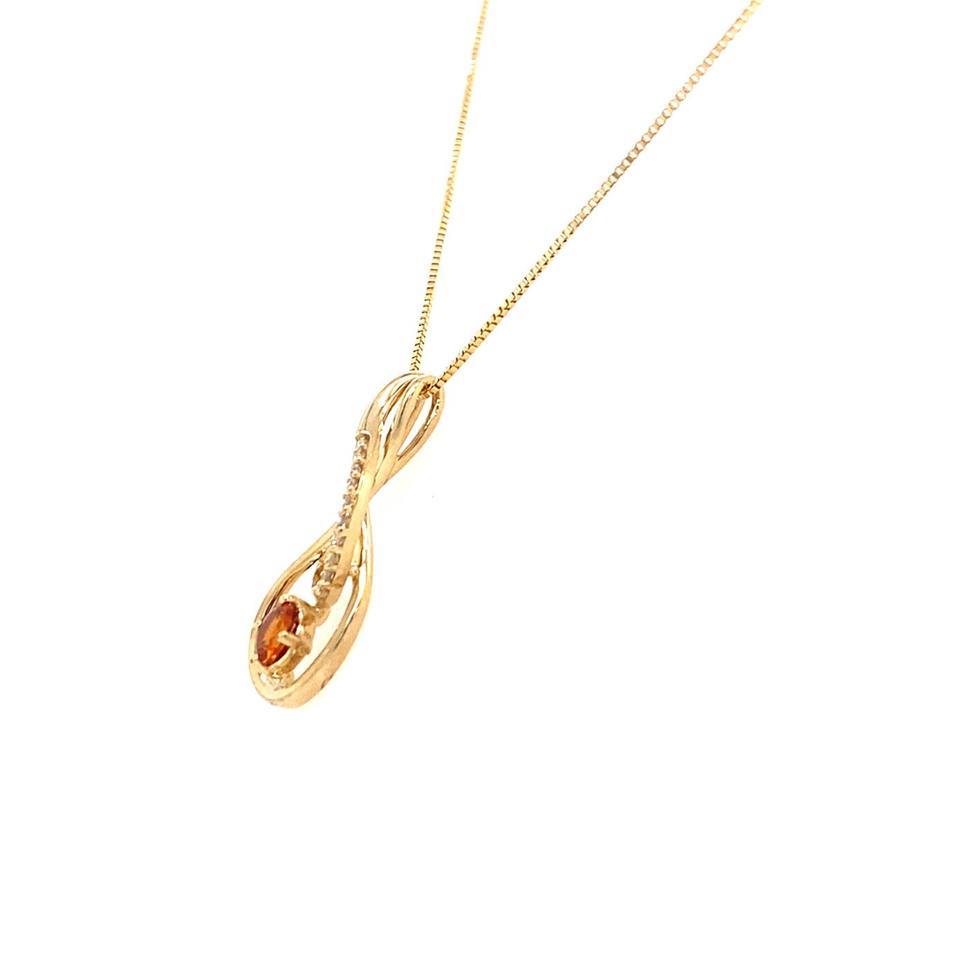 ESTATE Citrine and Diamond Pendant in Yellow Gold
