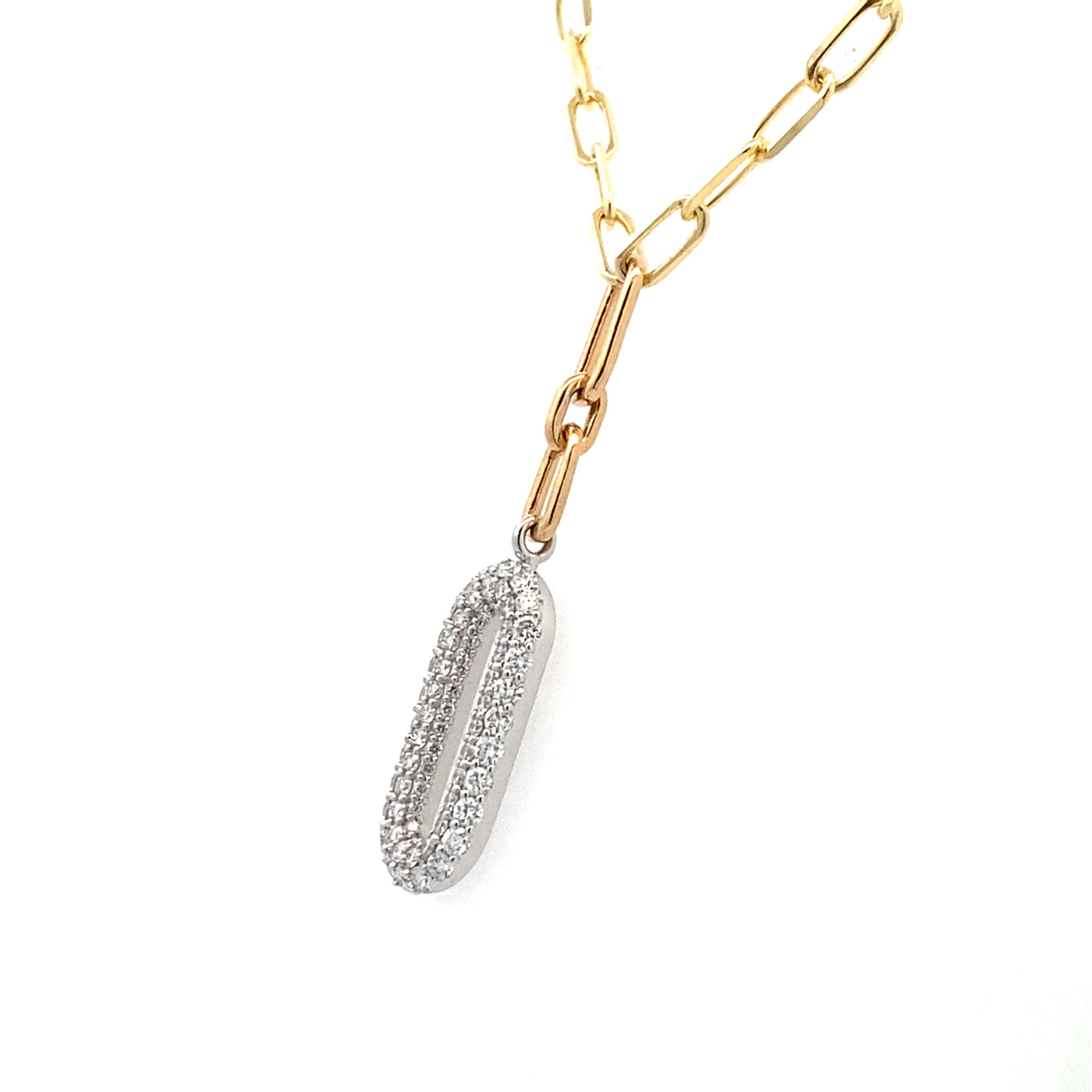 14K Two-Tone Gold .96CTW Diamond Link Necklace, 18"
