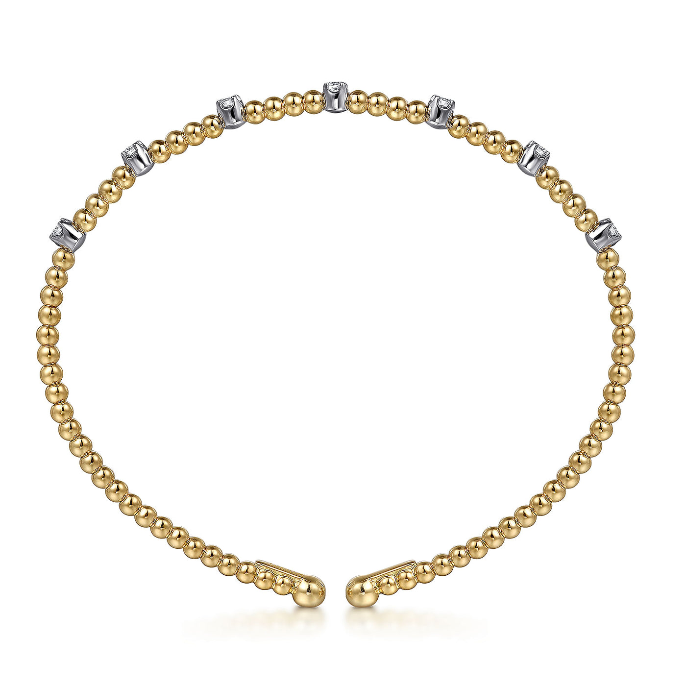 14K Yellow Gold Bujukan Diamond Beaded Bangle Bracelet by Gabriel & Co.
