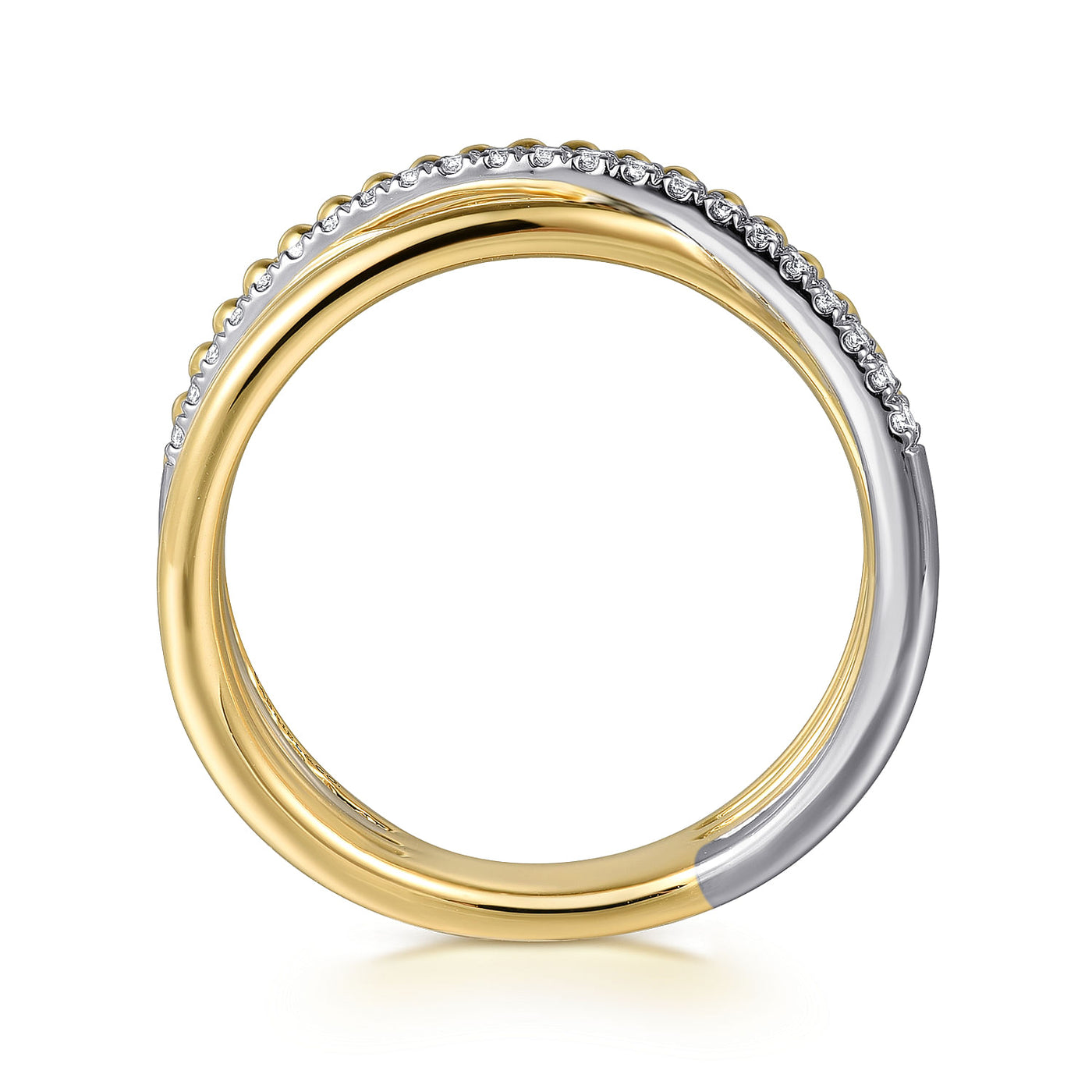 Diamond Crossover Ring in Two-Tone Gold by Gabriel & Co.