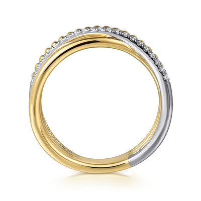 Diamond Crossover Ring in Two-Tone Gold by Gabriel & Co.
