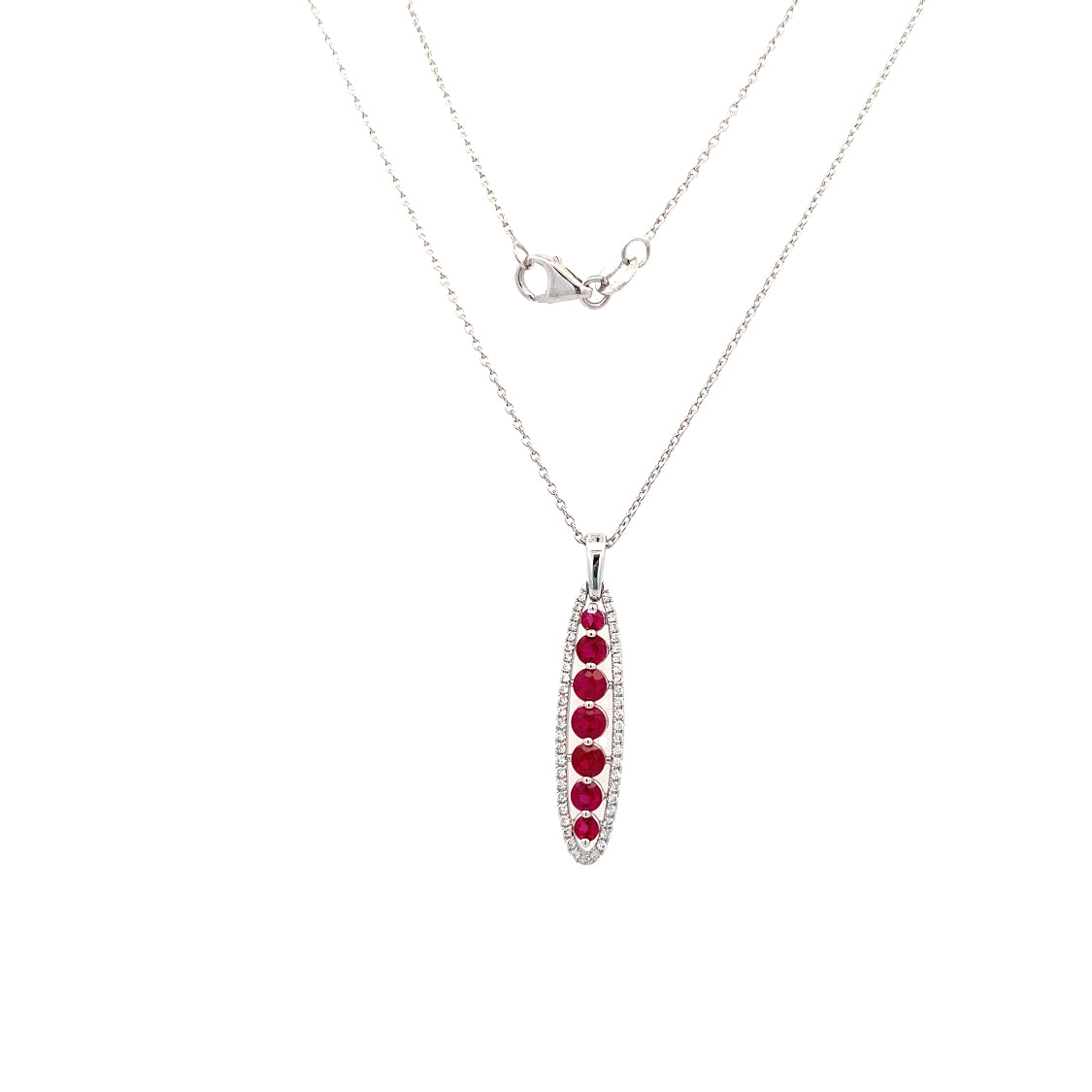Ruby and Diamond Pendant in White Gold