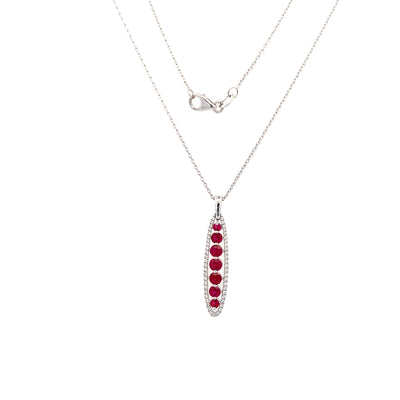 Ruby and Diamond Pendant in White Gold