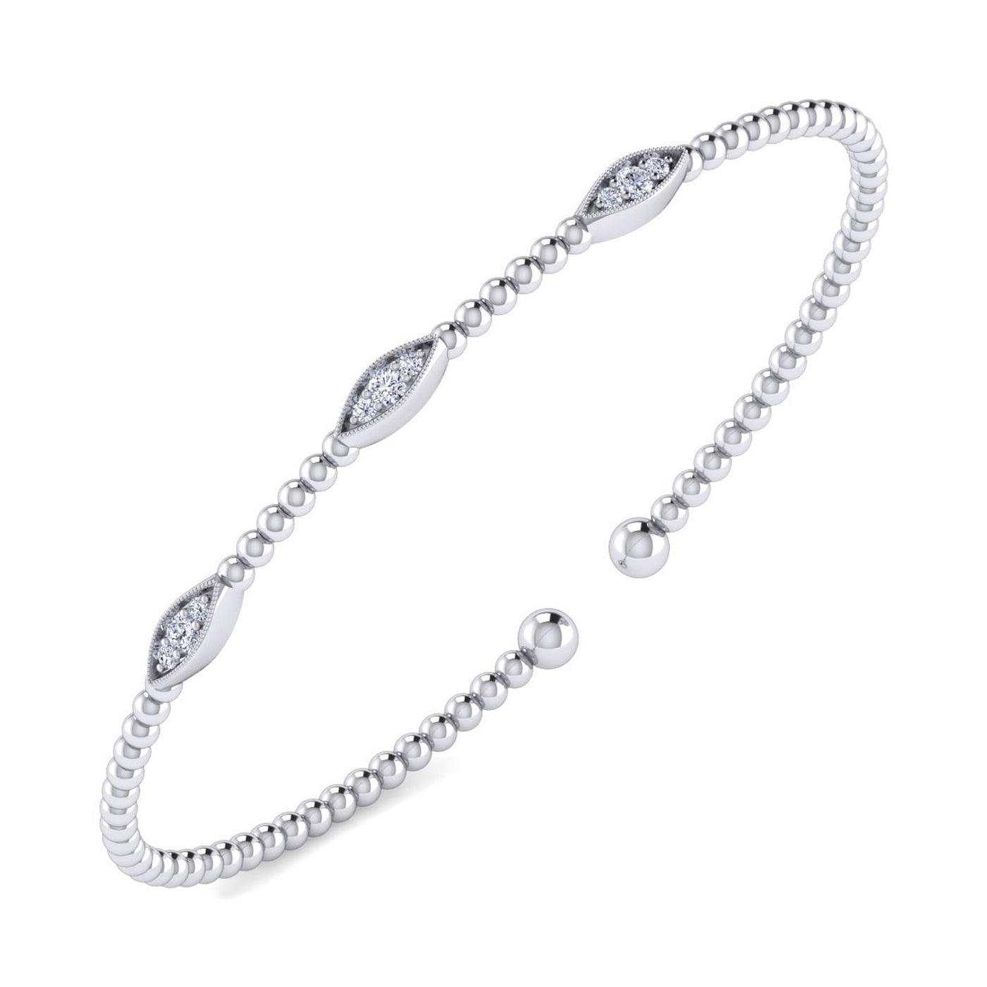 Bujukan Diamond Marquise Station Bangle in White Gold by Gabriel & Co.