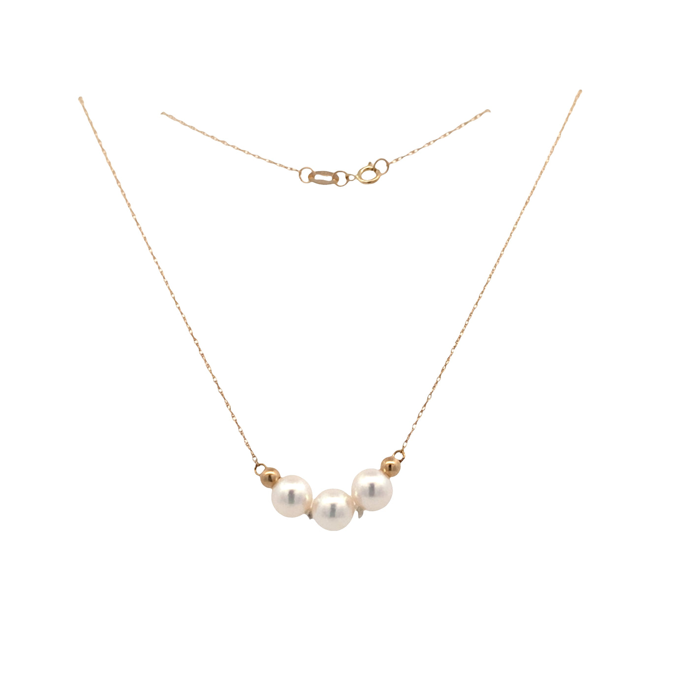 Three Pearl Add-a-Pearl Necklace in Yellow Gold by B&C