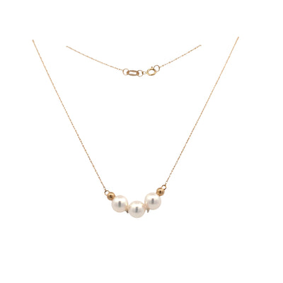Three Pearl Add-a-Pearl Necklace in Yellow Gold by B&C