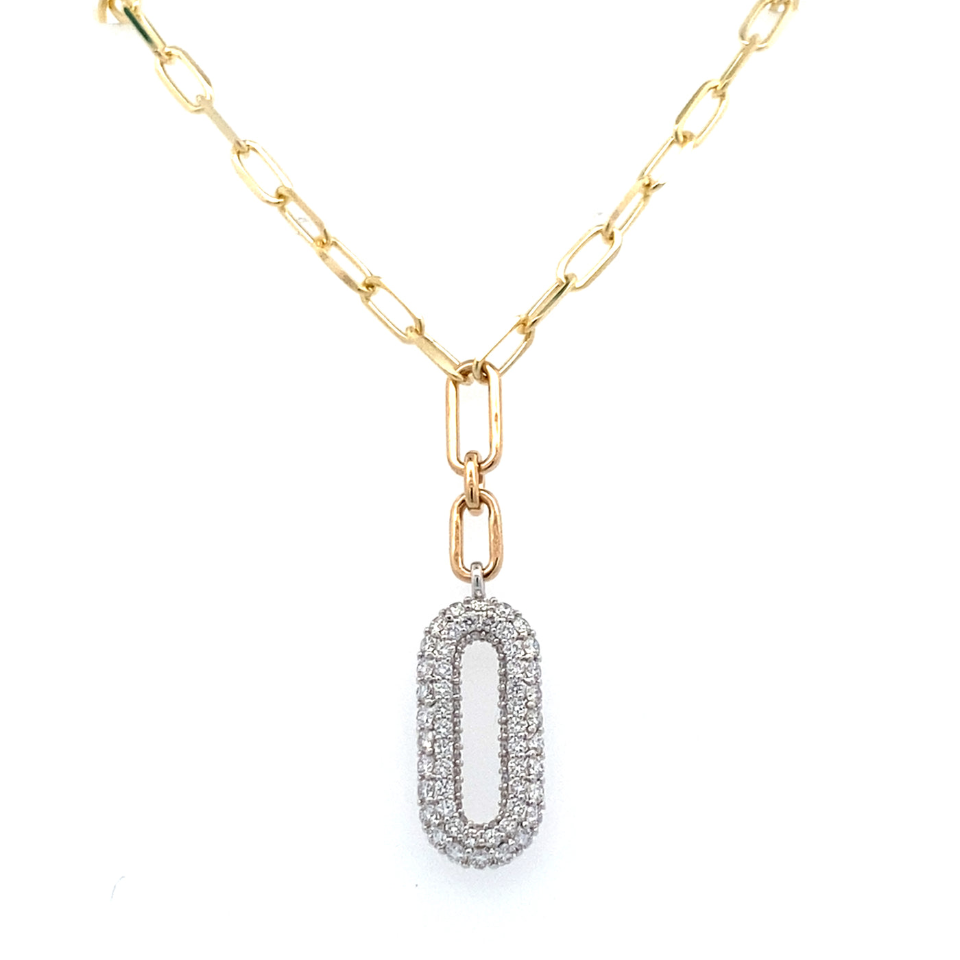 14K Two-Tone Gold .96CTW Diamond Link Necklace, 18"