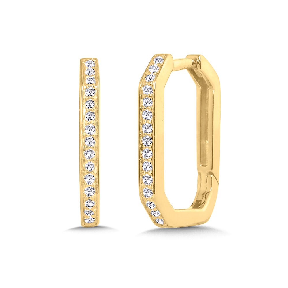 Diamond Oblong Hoops in Yellow Gold
